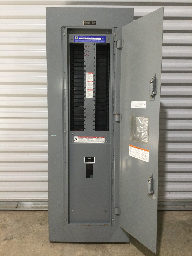 Square D NF Type Panel Board, 3Ph/4 Wire, 480Y/277V, 42 Circuit, 225A, Main Breaker, Type 1 Box NC56S, Cat