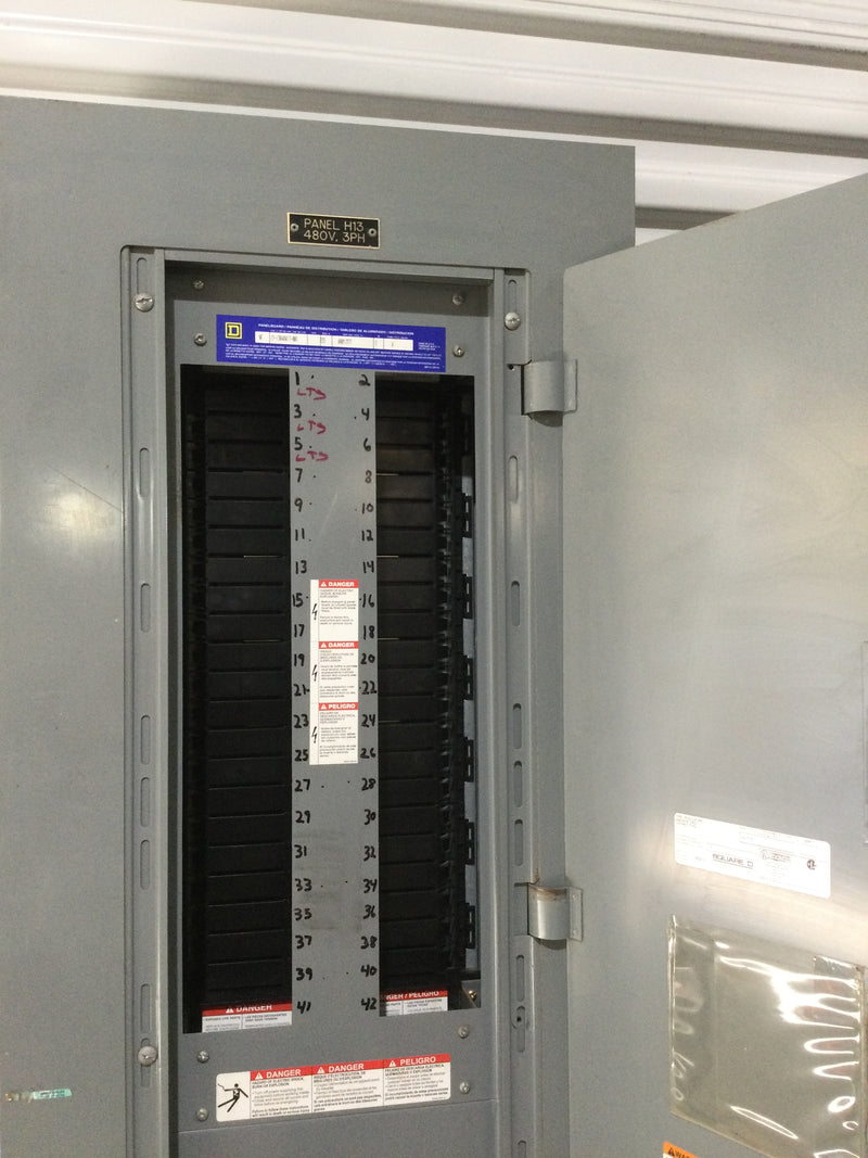 Square D NF Type Panel Board, 3Ph/4 Wire, 480Y/277V, 42 Circuit, 225A, Main Breaker, Type 1 Box NC56S, Cat