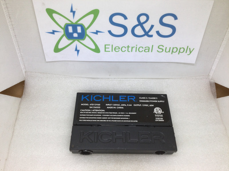 Kichler 4TD12V60; 12VDC Dimmable 60W Lighting Power Supply, Inlet 120Vac