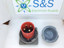Hubbell 460B7W Pin & Sleeve Male Connector 3 Pole 4 Wire 60A 480V Watertight Red With PC 60 Cap