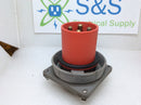 Hubbell 460B7W Pin & Sleeve Male Connector 3 Pole 4 Wire 60A 480V Watertight Red With PC 60 Cap