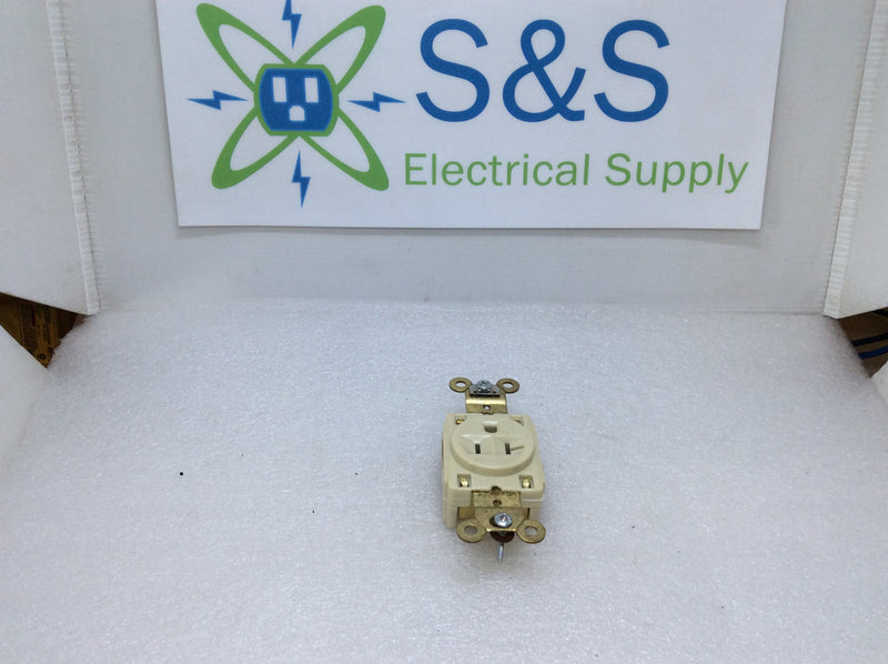Hubbell-Kellems HBL5261I 15A 125V AC/DC L5-15R 2 Pole 3 Wire Single Ivory Receptacle (New Open Box)