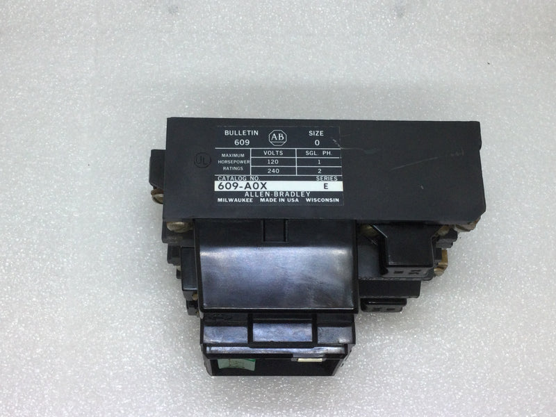 Allen-Bradley 609-A0X, 2 Pole, 120/240VAC, Size 0, Series E, Manual Motor Starter