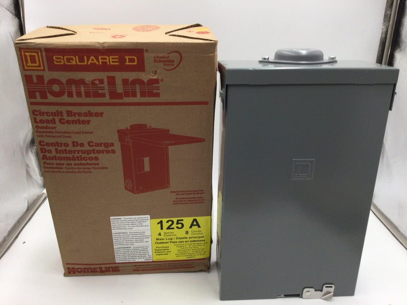 Square D HOM48L125GRB Outdoor Main Lug Load Center 125 Amp 4 Space/8 Circuits 120/240V 1 Phase 14.8" x 9.31"