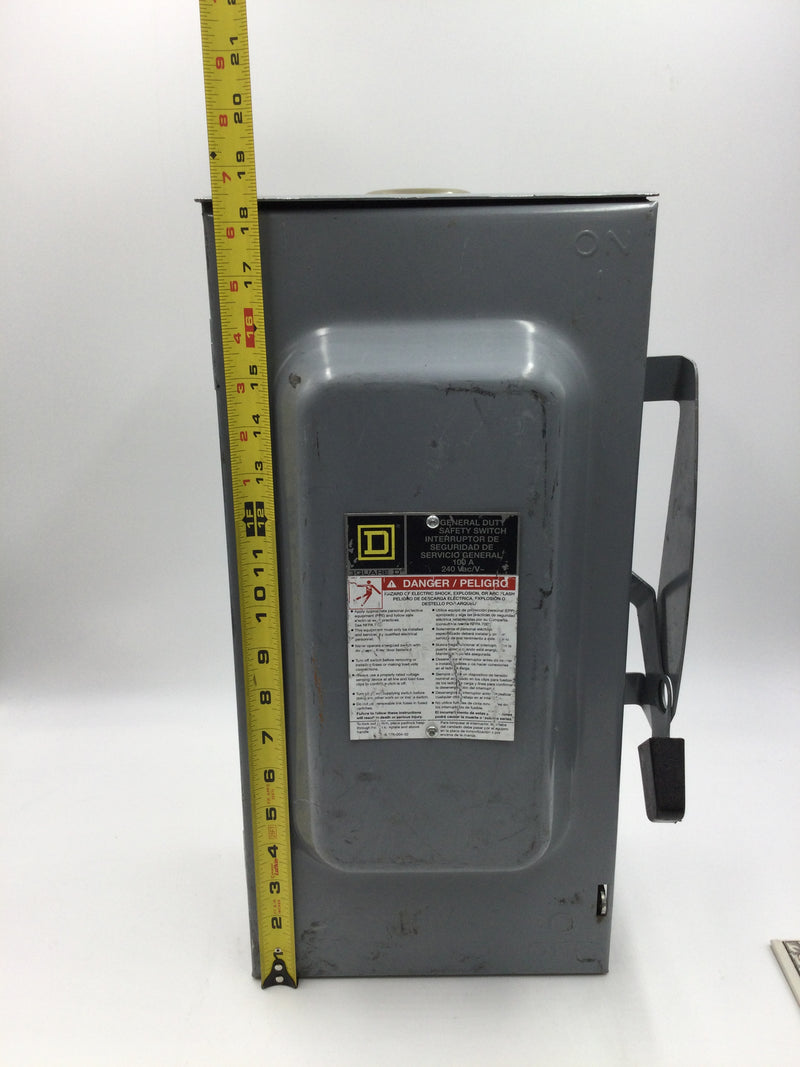 Square D D223NRB Single Phase 100A 240VAC Nema3R Fusible Safety Switch