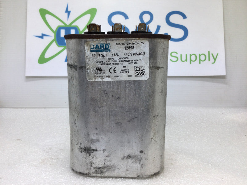 JARD Oval Run Capacitor 80 + 7.5 +/-6% MFD 440 Vac 12898