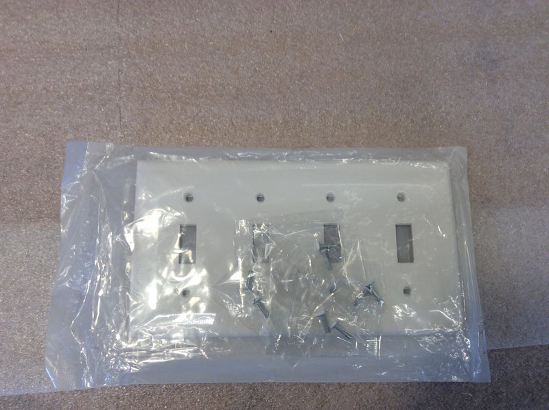 Leviton 80712-W 4-Gang White Standard Toggle Thermoplastic Wallplate