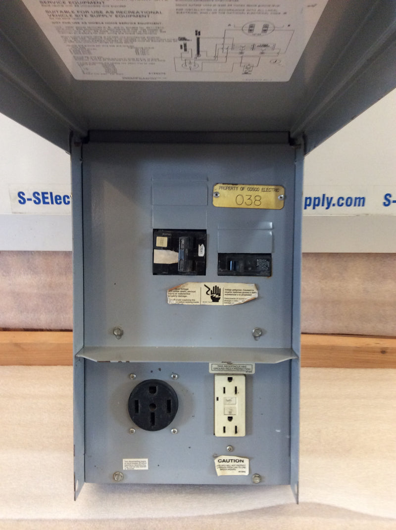 Siemens P1F7TS 100A 120/240VAC Nema3R Enclosure Metered RV Pedestal 6 Space Load Center