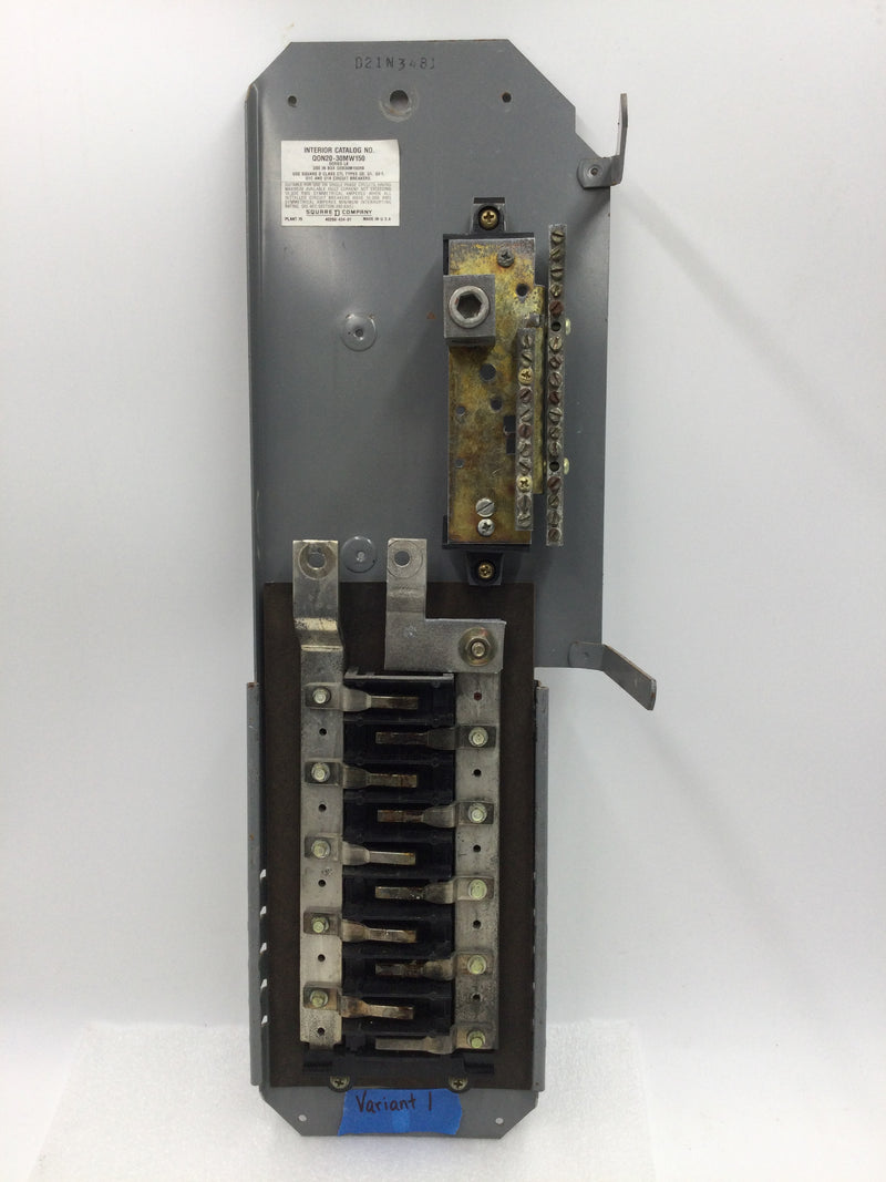 Square D QON20-30MW150 20 Circuit 150 Amp 120/240 VAC Main Breaker Type QO Guts Only 6" X 21.5"