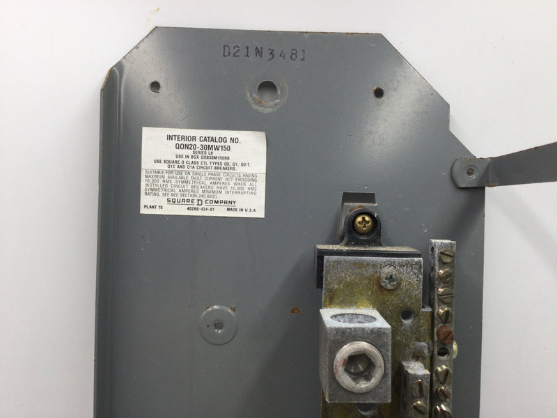 Square D QON20-30MW150 20 Circuit 150A 120/240VAC Main Breaker Type QO Guts Only