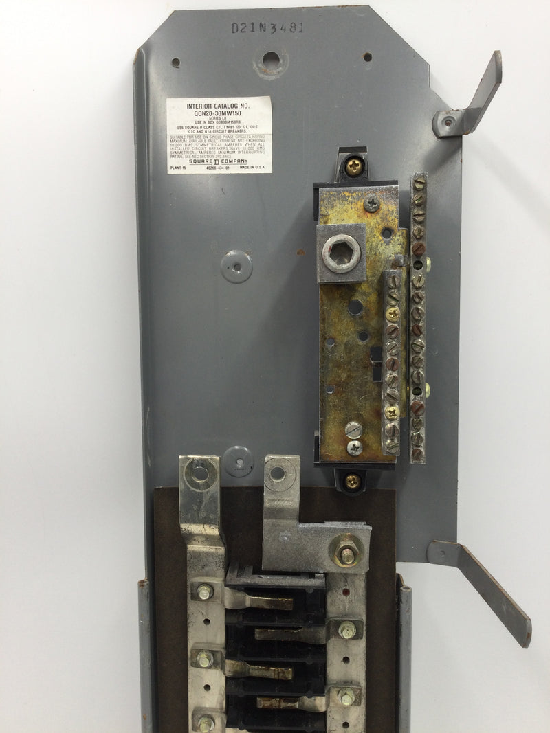 Square D QON20-30MW150 20 Circuit 150 Amp 120/240 VAC Main Breaker Type QO Guts Only 6" X 21.5"