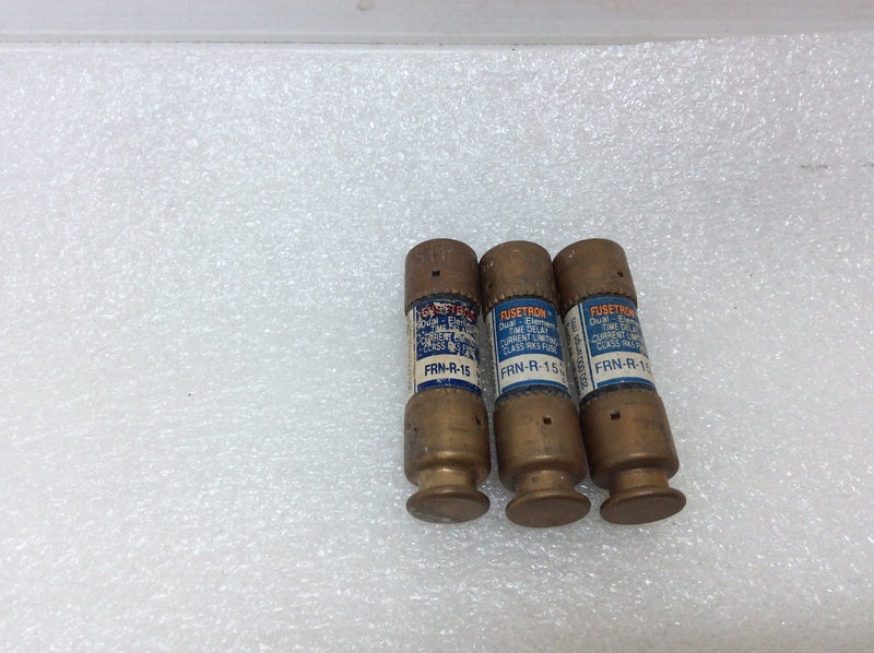 Fusetron FRN-R-15 15 Amp 250V Dual Element Time Delay Class RK5 Fuse
