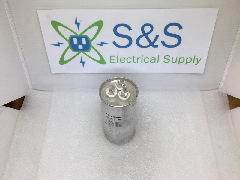 CD45/5X440R; 45+5 MFD, 440Vac, Round Dual Run Capacitor