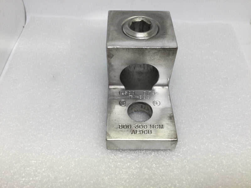 Ilsco D1794 TA-800 800-300 MCM Aluminum Mechanical Lug 1 Wire (1)1/2" Hole 3 3/8" x 2 3/4"