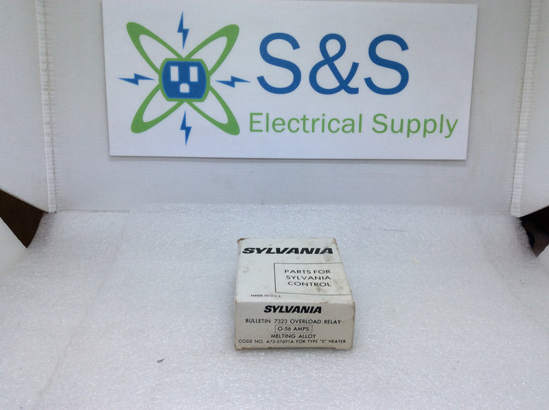 Sylvania Bulletin 7323 Overload Relay 0-56 Amps Code No. A73-57691A Type S Heaters (New)