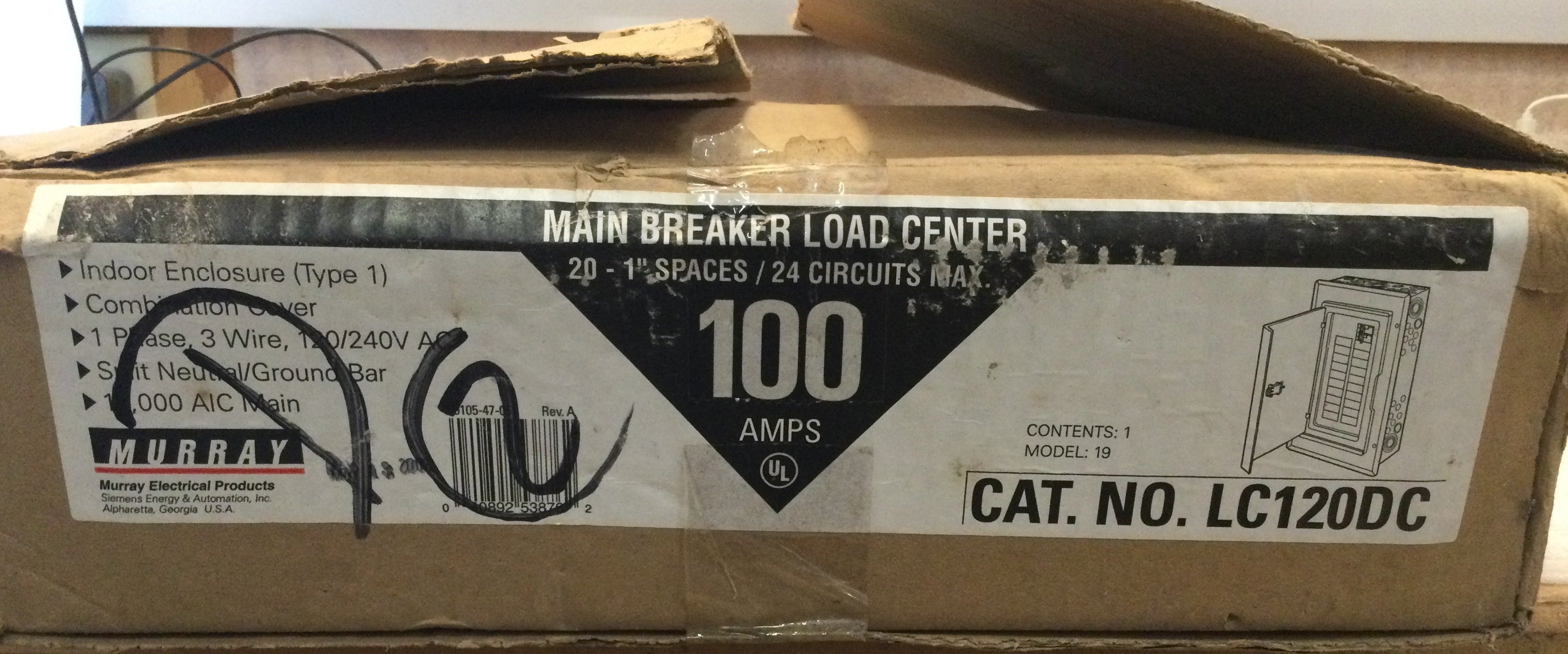 Murray LC120DC 20 Circuit, 100A, Convertible Type Cover, 120/277VAC,