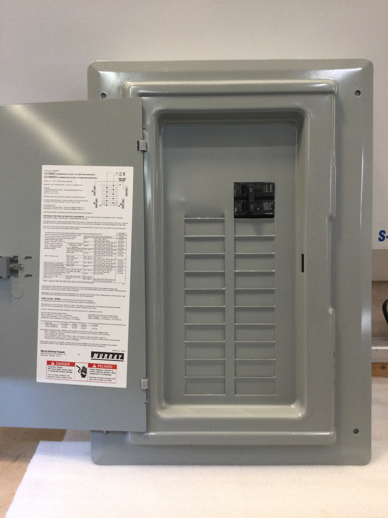 Murray LC120DC: 20 Circuit, 100A, Convertible Type Cover, 120/277VAC, Single Phase, Distribution Panel, 100A Breaker Included, New In Box