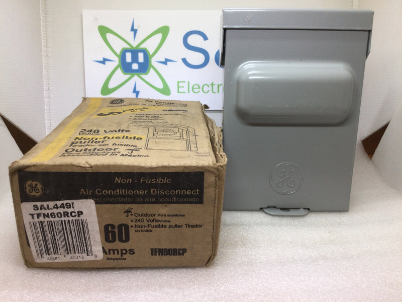 GE General Electric TFN60RCP Non-Fuse Metallic AC Disconnect 60 Amp 240-Volt Switch Box Power Enclosure