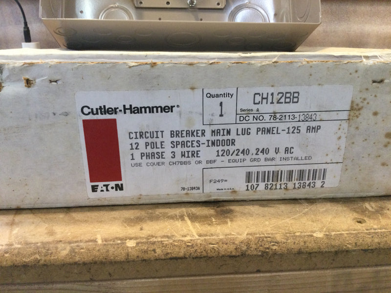 Cutler Hammer Ch12bb 12 Circuit 125a Mlo Single Phase 3 Wire 120/240 Vac