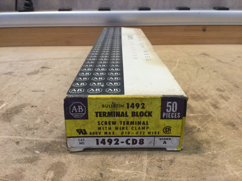 Allen Bradley 1492-CD8 Terminal Block Screw Terminal with Wire Clamp 600V #10-#22 Wire