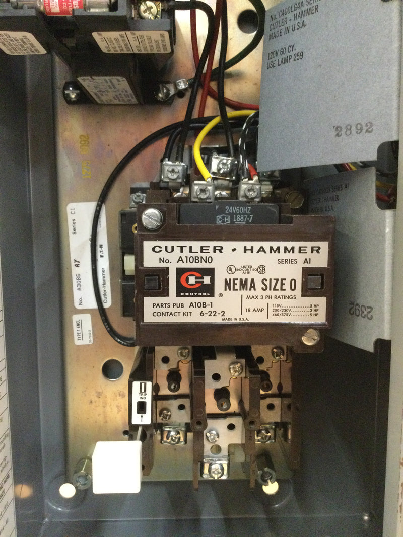 Cutler Hammer C400LG4A 30 Amp 3 Phase Combination Safety Switch with Motor Controls