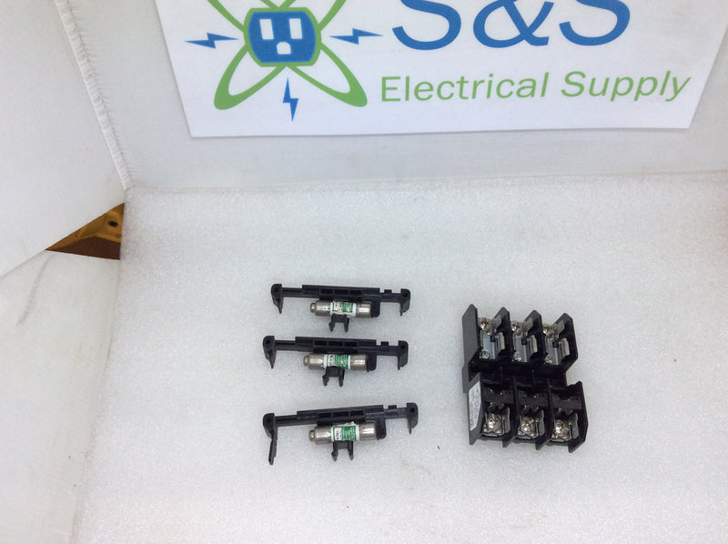Square D 9080 FB3611CC 3 Position Fuseholder 30A 600V With 3 Class CC Fuses Included