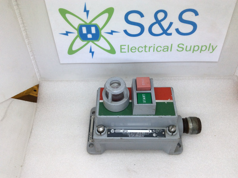 Allen-Bradley 800H-NP33 Assembled Control Station Dual Pushbutton Start/Stop 1 Pilot Light