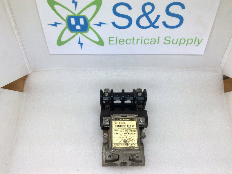 Westinghouse Type NH20 Control Relay 10 Amp 600VAC Mech Style 1740788D 2 Pole Used