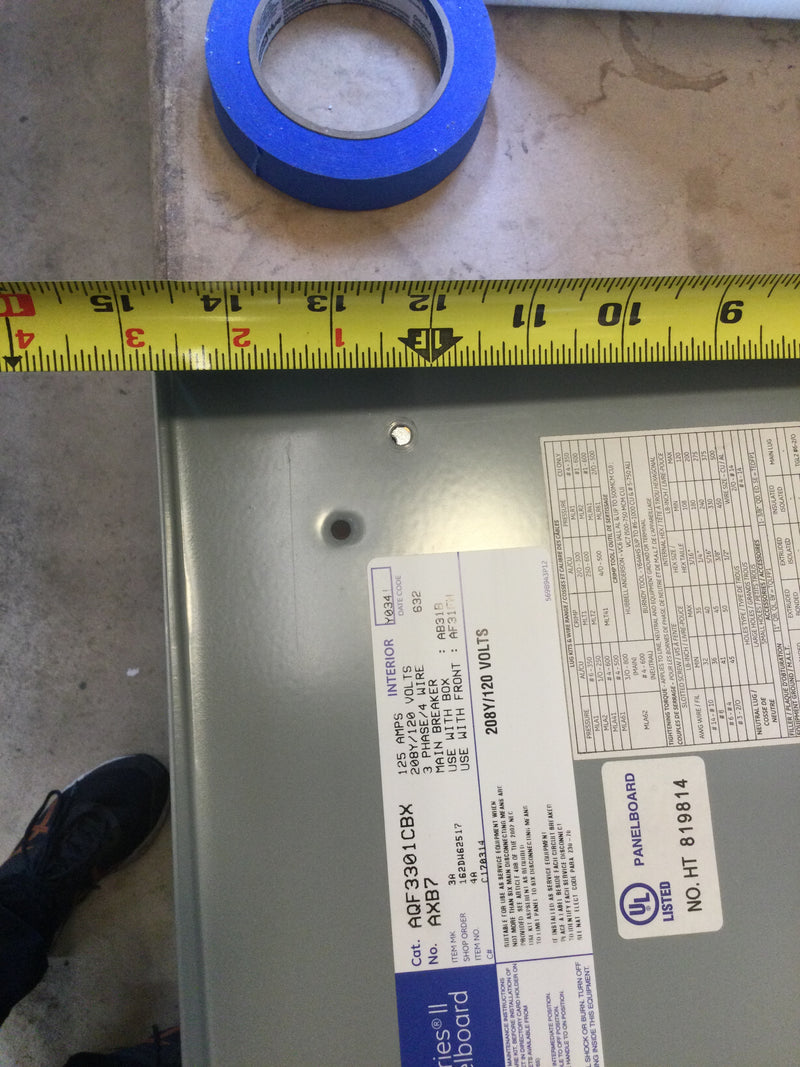 Ge General Electric Aqf3301cbx 125a 3ph/4 Wire 208y/120v 30 Circuit Panel Board Interior