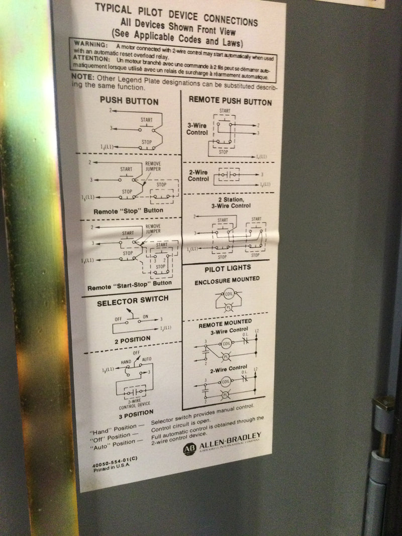 Allen-Bradley Bulletin 512 Combination Starter W/ Disconnect 509-Cod Nema Size 2