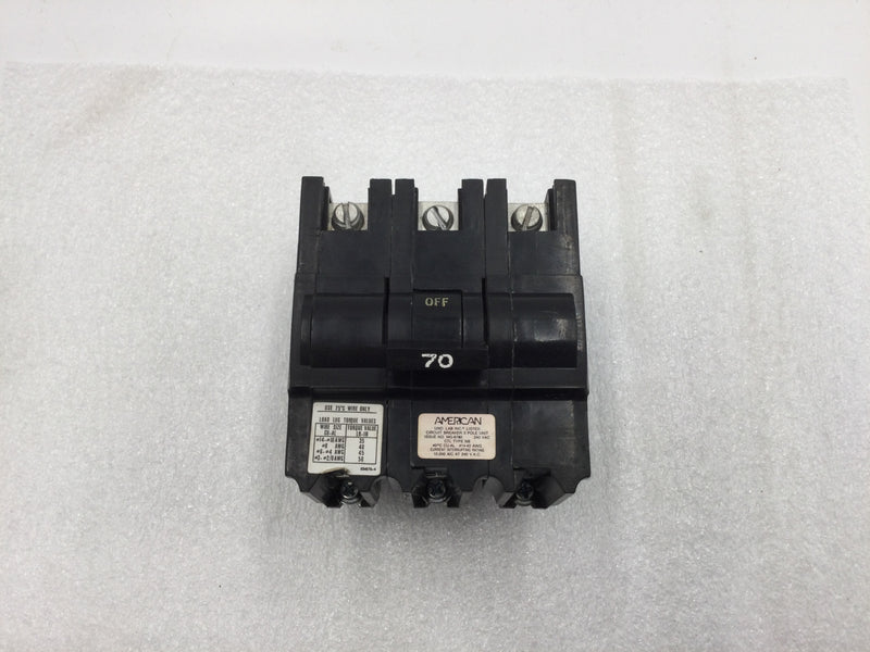 American NB370 3 Pole 70 Amp 240V Bolt on CIrcuit Breaker