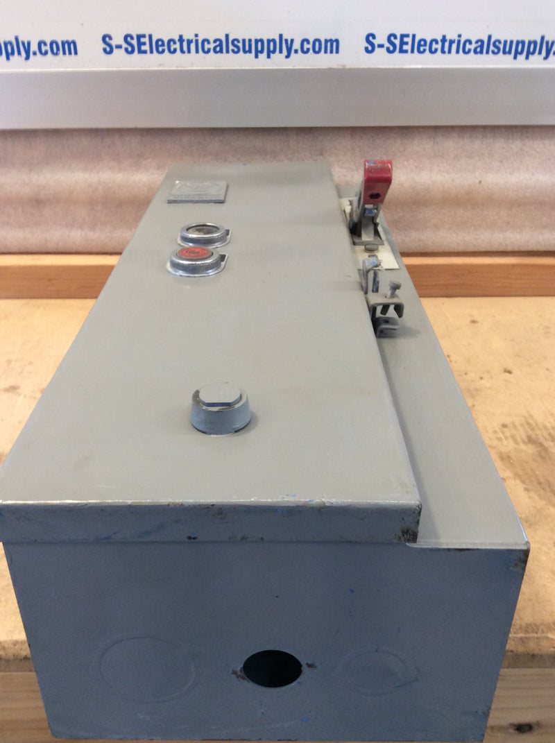 Westinghouse Enclosed A200M1CB Motor Starter Size 1 600VAC Max 3ph 27 Amp Fused Panel Switch Enclosure