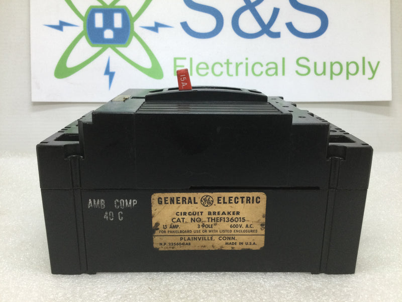 GE General Electric THEF136015 3 Pole 15 Amp 600vac Hi-Break Circuit Breaker
