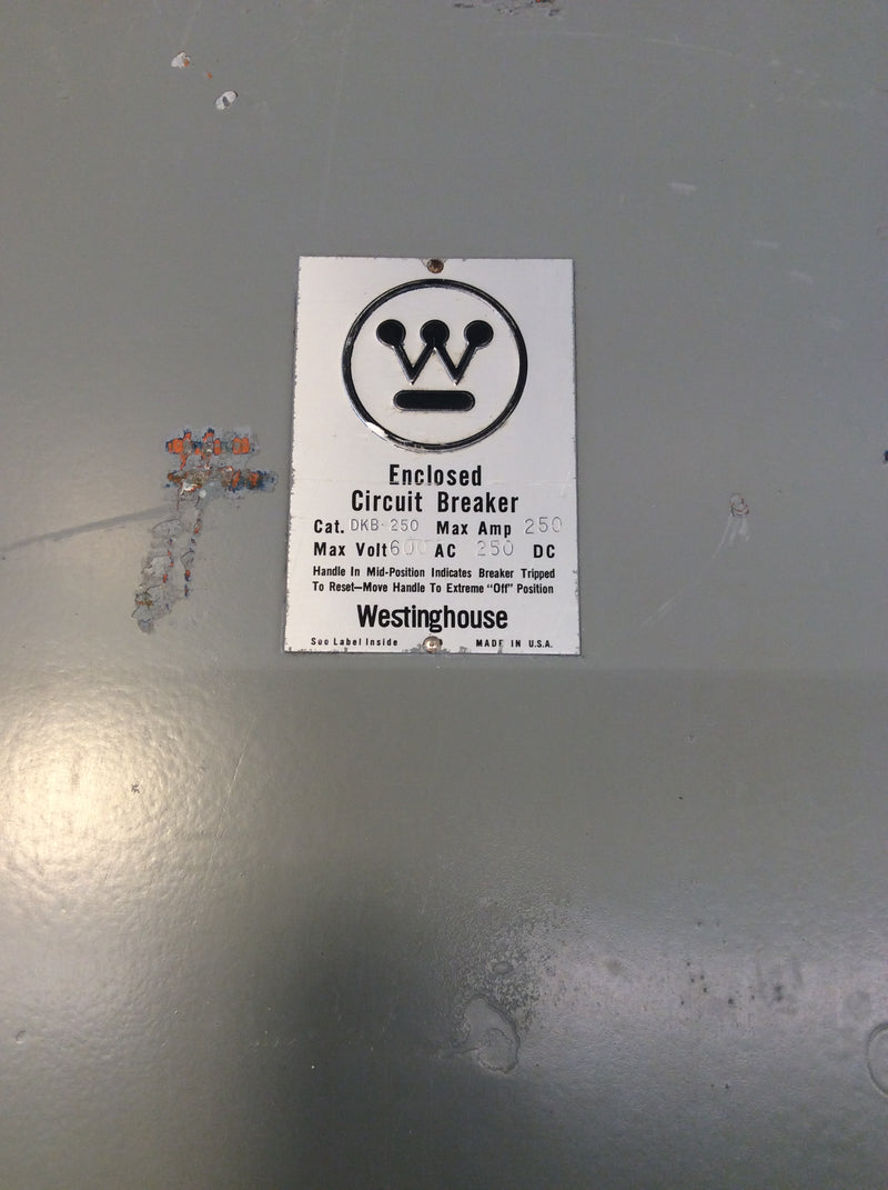 Westinghouse DKB-250 Nema1 250A  600VAC Max Surface Mount Circuit Breaker Enclosure