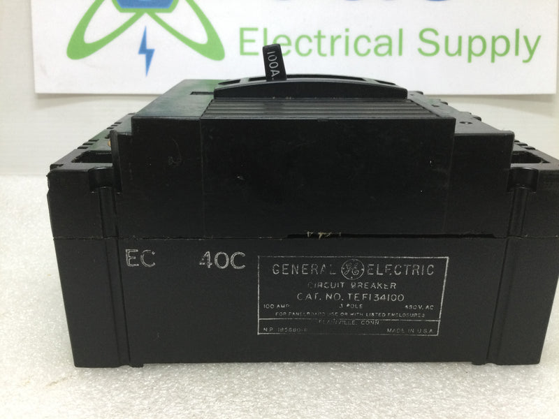 Ge General Electric Tef134100 3 Pole 100a 480vac Circuit Breaker