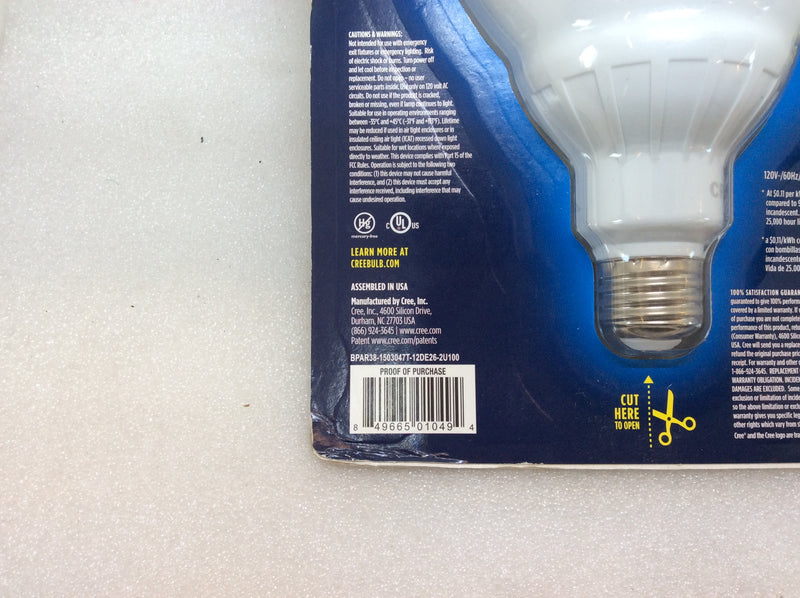 Cree BPAR38-1503047T-12DE26-2U100 16.5W LED Replaces 90W 47 Degree Flood Lamp (New)