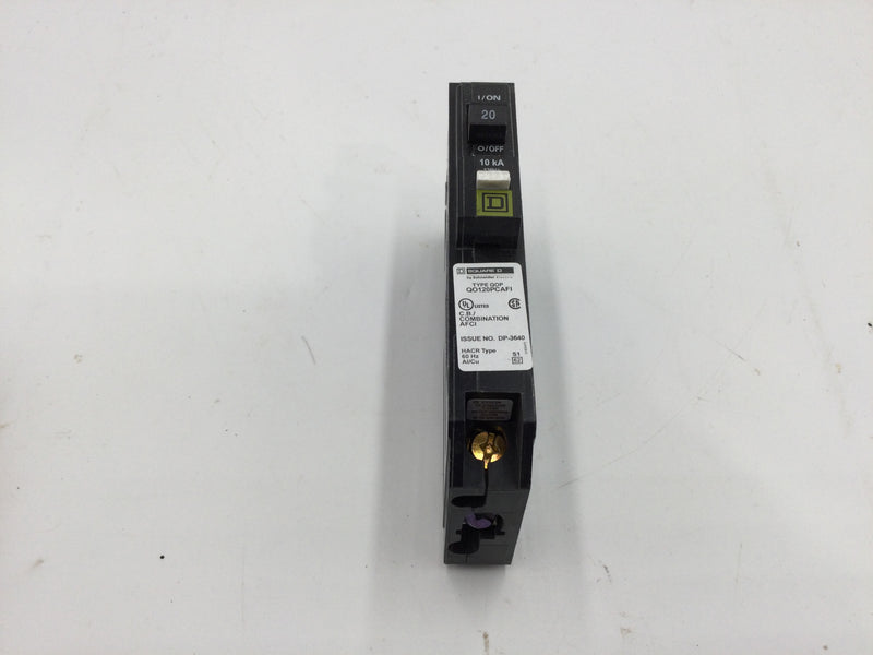 Square D QO120PCAFI 20 Amp 1 Pole 120V AFCI Plug on Neutral Circuit Breaker