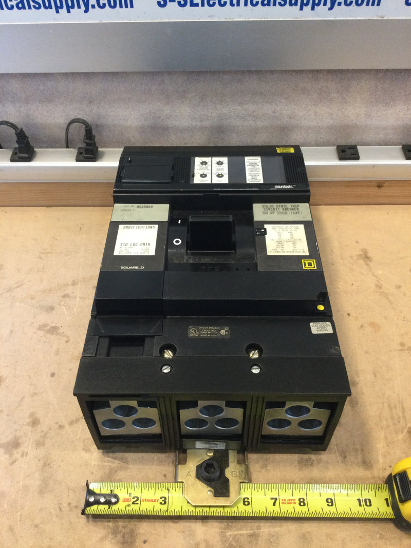 Square D MX36800 Micrologic Breaker 800 Amp 600V 3 Pole Type MX