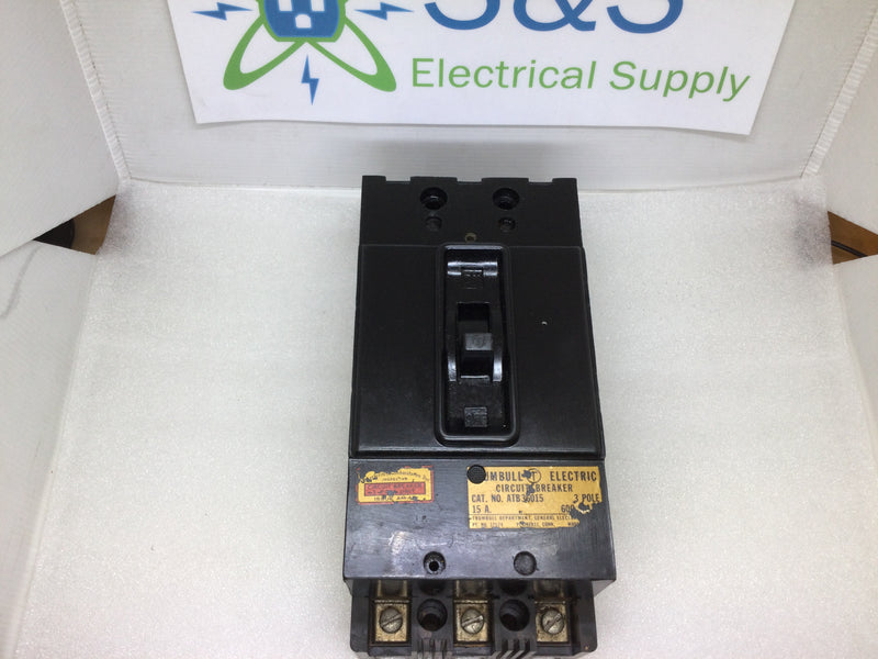 Trumbull Electric/ GE ATB36015 3 Pole, 15a, 600vac, Type ATB Circuit Breaker