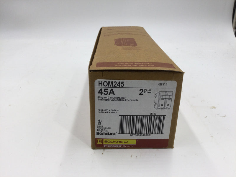 Square D HOM245 45 Amp 2 Pole 120/240V Circuit Breaker - Yellow Sticker