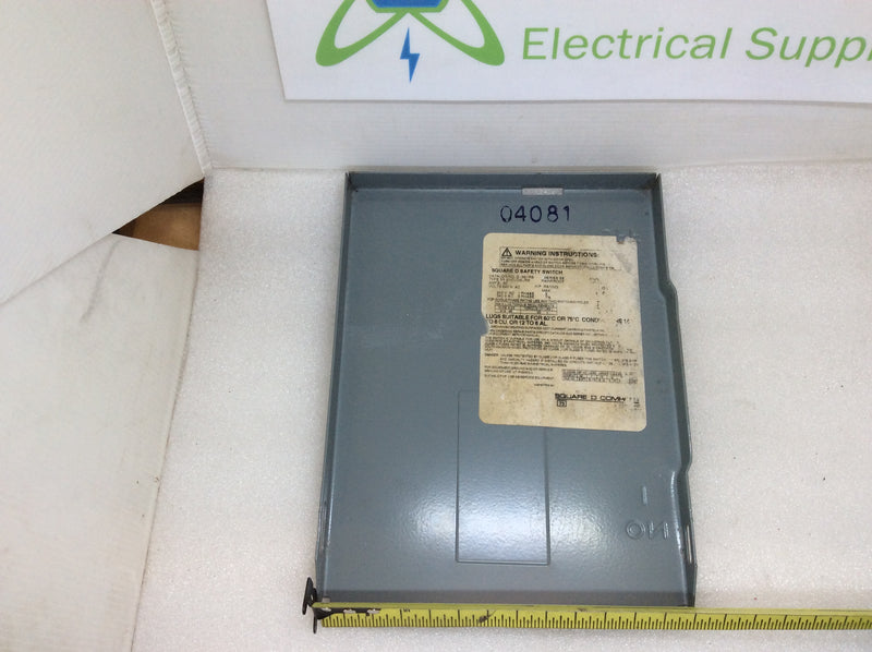 Square D General Duty DU321RB 30 Amp 240vac Safety Switch Nema3R Enclosure(Used: Cover Only)