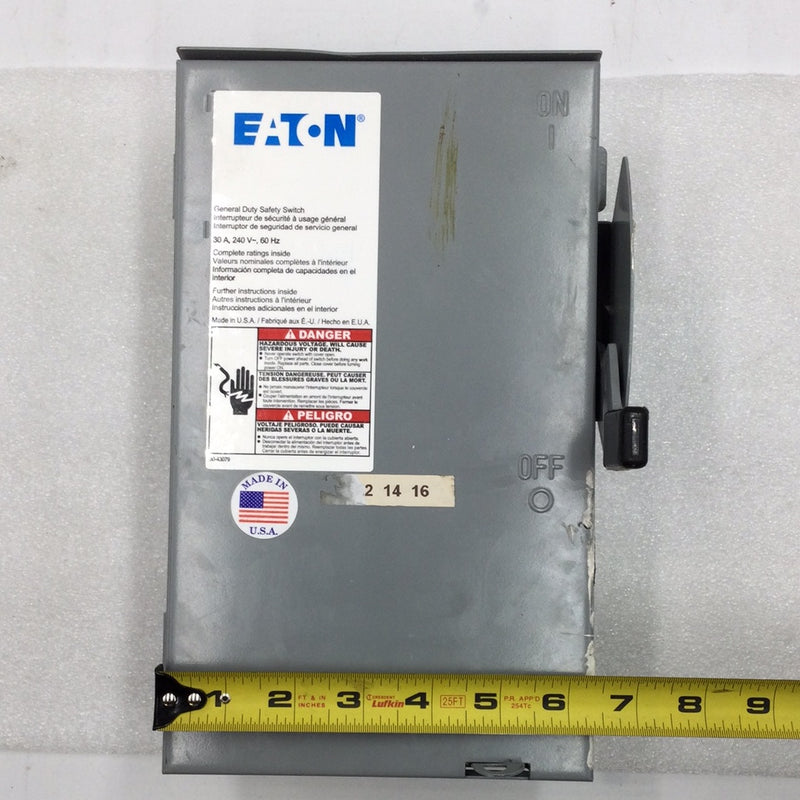 Eaton DG321URB Single Phase 30A 240VAC 3 Pole, Non-Fused General Duty Safety Switch