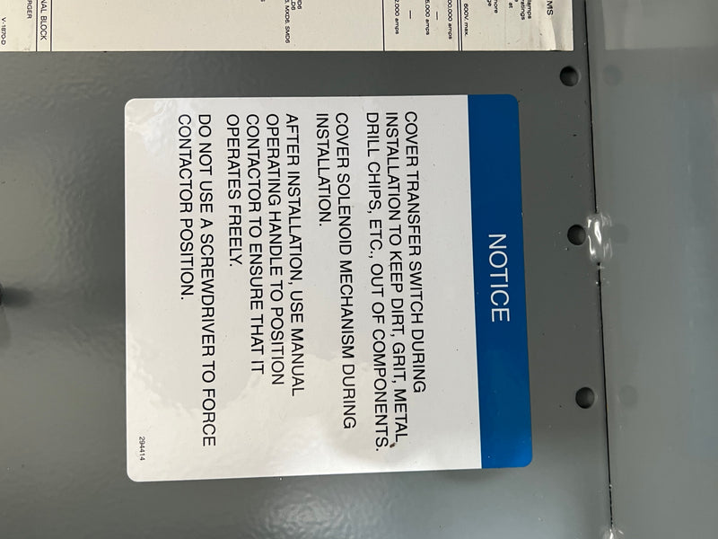 Kohler KSS-DCTA-0400S Transfer Switch 400 Amp 208V 4 Wire 3 Phase 4 Pole